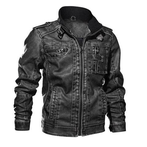 Blouson Biker Homme En Simili Cuir : élégance Et Praticité ! 1 Blouson-de-biker-en-cuir-simili-gris-avec-poches-pour-homme-branding