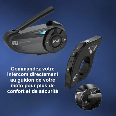 Restez Connecté Avec Notre Intercom Moto Bluetooth 5.1 à Commande Guidon ! 1 Intercom pour casque de moto Bluetooth 5.1 étanche avec commande guidon