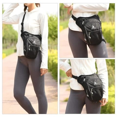 Découvrez Notre Sacoche De Jambe Noire En Tissu Oxford Chic Et Pratique ! 1 Sacoche-de-jambe-noire-pour-homme-et-femme-branding