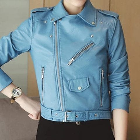 Osez Le Style Avec Notre Veste Biker Femme Bleu éclatante ! 1 Veste-biker-pour-femme-bleu-branding