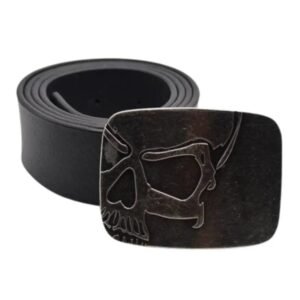 affichez votre esprit rebelle avec la ceinture tete de mort biker noir ceinture 180 1