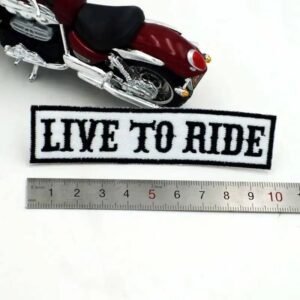 affichez votre passion avec le patch biker ride to live live to blanc brode 672 1