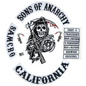 affichez votre style avec le patch sons of anarchy pour motards noir blanc brode 708 1