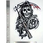 affichez votre style avec le patch sons of anarchy pour motards noir blanc brode 884 1