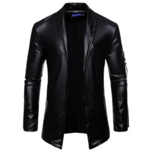 Affirmez Votre Style Avec Notre Veste Biker Longue En Simili Cuir! m