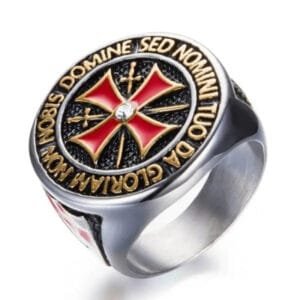 Bague Biker En Acier Templier: L’emblème De La Liberté Et De L’honneur! - 57 / Argent