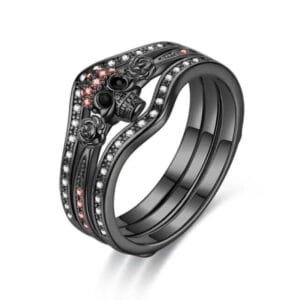 Bague Femme Tête De Mort: L’alliance Parfaite Du Style Biker! 51.5 / Rouge