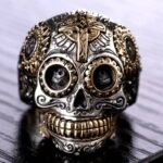 bague skull biker en argent massif vivez a fond roulez avec passion 886 1