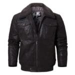 Blouson Biker En Cuir Avec Col Fourrure: Style Et Sophistication! - Noir / 2xs