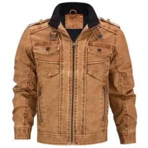 Blouson Biker Marron: Le Style Rebelle En Simili Cuir à Adopter! Xl