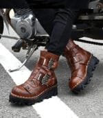 Bottines Moto Vintage Tête De Mort: Le Style Biker Ultime!