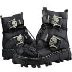 Bottines Moto Vintage Tête De Mort: Le Style Biker Ultime! Noir / 39