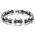 bracelet biker en acier inoxydable 316l elegance discrete or 654 1