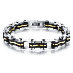 Bracelet Biker En Acier Inoxydable 316l: élégance Discrète! Or