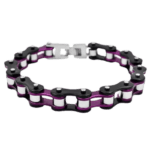 Bracelet Biker En Acier Inoxydable: Alliez Passion Et élégance! - Noir Et Violet / 18.5cm