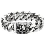 bracelet biker en acier inoxydable celebrez la vie et mort argent 843 1