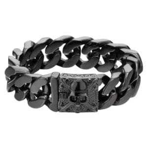 Bracelet Biker En Acier Inoxydable: Célébrez La Vie Et La Mort! - Noir