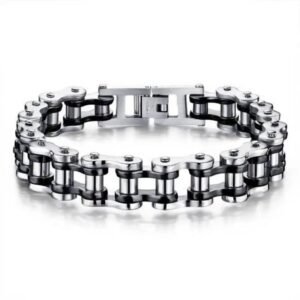 bracelet biker en acier inoxydable puissance et elegance moto noir noir 968 1