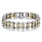 bracelet biker en acier inoxydable puissance et elegance moto noir or 700 1