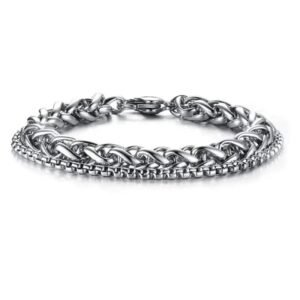 bracelet biker en acier inoxydable style et audace reunis 19cm 248 1