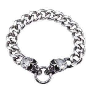 bracelet biker homme elegance discrete avec tete de mort 596 1