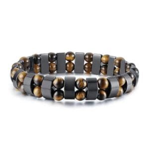 Bracelet Biker Homme Minimaliste En œil De Tigre élégant! - Marron ’oeil De Tigre’