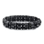 Bracelet Biker Homme Minimaliste En œil De Tigre élégant! - Noir