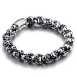 Bracelet Biker Homme Tête De Mort En Acier Inoxydable: Osez L’aventure! - Brillant / 18.5cm