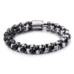Bracelet Biker Homme Tête De Mort En Acier Inoxydable: Osez L’aventure! - Brossé / 18.5cm