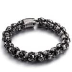 Bracelet Biker Homme Tête De Mort En Acier Inoxydable: Osez L’aventure! - Noirci / 18.5cm