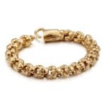 bracelet biker homme tete de mort en acier inoxydable osez laventure or 18 5cm 661 1