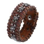 bracelet cuir biker gothique pour un look decontracte unique marron 929 1