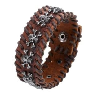 Bracelet Cuir Biker Gothique Pour Un Look Décontracté Unique! - Marron