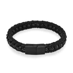 Bracelet Cuir Biker Minimaliste Avec Fermoir Magnétique Pour Homme! 22cm