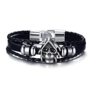 Bracelet Cuir Biker: Osa Le Danger Avec Style Et Chance!