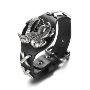 Bracelet Cuir Biker: Vivez à Fond Avec Ride To Live! - Noir