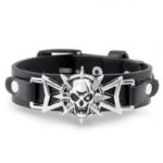bracelet cuir dagneau biker tete de mort un style gothique audacieux 320 1