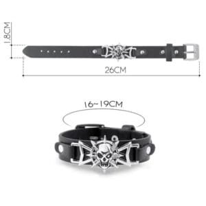 Bracelet Cuir D’agneau Biker Tête De Mort: Un Style Gothique Audacieux!