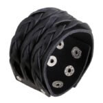 bracelet cuir noir tresse lauthenticite au poignet du biker 127 1
