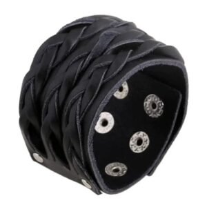 bracelet cuir noir tresse lauthenticite au poignet du biker 127 1