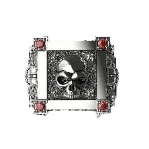 capturez la mort avec cette bague biker en acier elegante 54 4 974 1