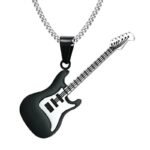 collier guitare le pendentif moto en acier inoxydable pour les passionnes noir collier 710 1