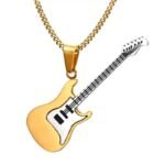 collier guitare le pendentif moto en acier inoxydable pour les passionnes or collier 646 1
