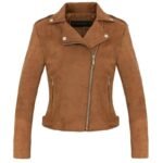 éblouissez Avec Notre Veste Biker Femme Camel En Cuir Chic !