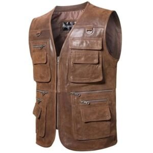 élégance Assurée : Gilet Cuir Biker Homme Marron, L’accessoire Indispensable !