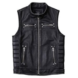 elegance et confort gilet biker en cuir pour homme incontournable s 402 1