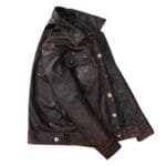 élégance Intemporelle: Blouson Vintage En Cuir Marron Pour Homme
