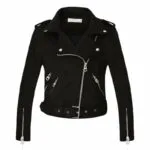 élégance Rock: Veste Biker Suédine Noir Pour Femme - s