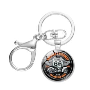 embarquez pour laventure avec le porte cle route 66 orange noir portecle 572 1