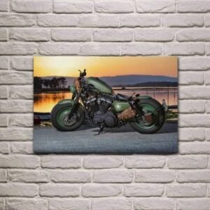 évadez-vous Avec Notre Tableau Moto Vintage Au Coucher De Soleil !